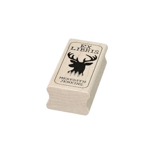 Aangepast Ex Libris, Deer Book Rubberstempel (Stempel)