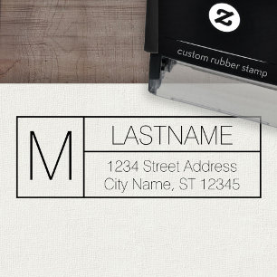 Aangepast familie monogram & retour adres - Modern Zelfinktende Stempel