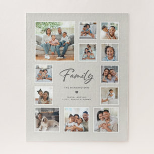 Aangepast familie multi 12 foto collage raster gal legpuzzel