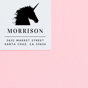 Aangepast familienaam en Unicorn Return-adres Rubberstempel
