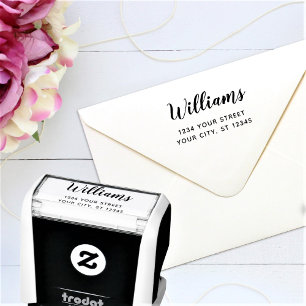 Aangepast familienaam retouradres zelfinktende stempel