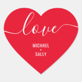 Aangepast Fancy script voor "Liefde" | Rood Hart Sticker (Voorkant)