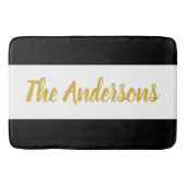 Aangepast Faux Gold Script op zwart-wit Badmat (Voorkant)