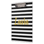 Aangepast Faux Gold Script op zwarte en witte stre Klembord (Links)