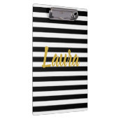 Aangepast Faux Gold Script op zwarte en witte stre Klembord (Rechts)