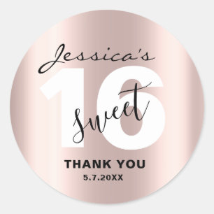 Aangepast, fijn 16 stijlvol Roos Gold Bedankt Chic Ronde Sticker