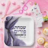 Aangepast fijn Paarse Waterverf Agate Square Papieren Bordje (Feest)