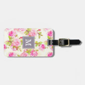 Aangepast flessenpatroon oud Roos Monogram L Label Bagagelabel (Voorkant horizontaal)