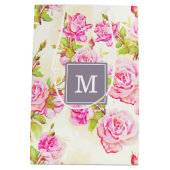 Aangepast flessenpatroon oud Roos monogram M cadea Medium Cadeauzakje (Achterkant)