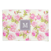 Aangepast flessenpatroon oud Roos Monogram Pillow  Kussensloop (Voorkant)