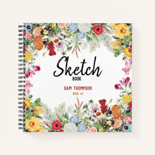 Aangepast Floral Garden Flowers Sketchbook Notitieboek