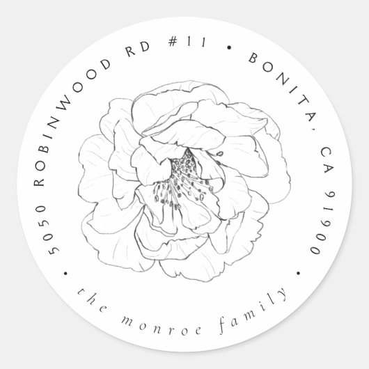 Aangepast Floral-mailadres Ronde Sticker (Voorkant)
