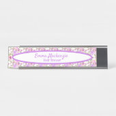 Aangepast Floral Station Purple Flowers Desk Sign Bureau Naambordje (Voorkant)