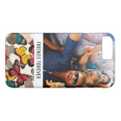 Aangepast floreel patroon met foto- en tekstretro  Case-Mate iPhone case (Achterkant (Horizontaal))