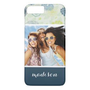 Aangepast floreel patroon voor foto's en namen 	iPhone 8 plus / 7 plus hoesje