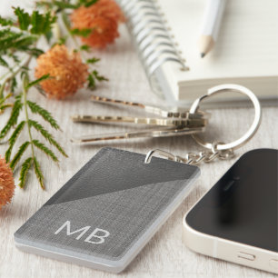 Aangepast folielicht Middeldonkergrijs leder Sleutelhanger