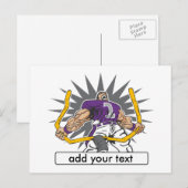 Aangepast Football Player Paars Briefkaart (Voorkant / Achterkant)