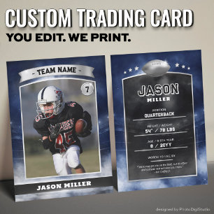 Aangepast Football Trading Kaart Blue Silver Stadi Contactkaartje