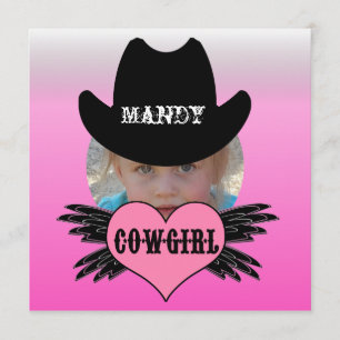 Aangepast Foto Cowgirl Birthday Uitnodiging toevoe