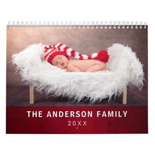Aangepast foto Elegant Styish Red Kalender (Hoes)