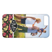 Aangepast foto- en monogram Elegant floreel patroo Case-Mate iPhone Case (Achterkant (Horizontaal))