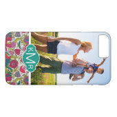 Aangepast foto- en monogram helder bloempatroon Case-Mate iPhone case (Achterkant (Horizontaal))