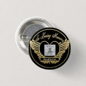 Aangepast foto-herdenkingshart ronde button 3,2 cm (Voorkant /achterkant)