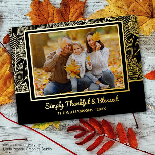 Aangepast foto herfstbladeren patroon folie feestdagen briefkaart