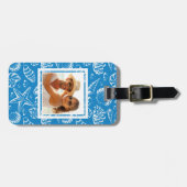 Aangepast fotoblauw balkpatroon bagagelabel (Voorkant horizontaal)