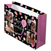Aangepast fotocollage Birthday Roze Groot Cadeauzakje (Voorkant Gekanteld)