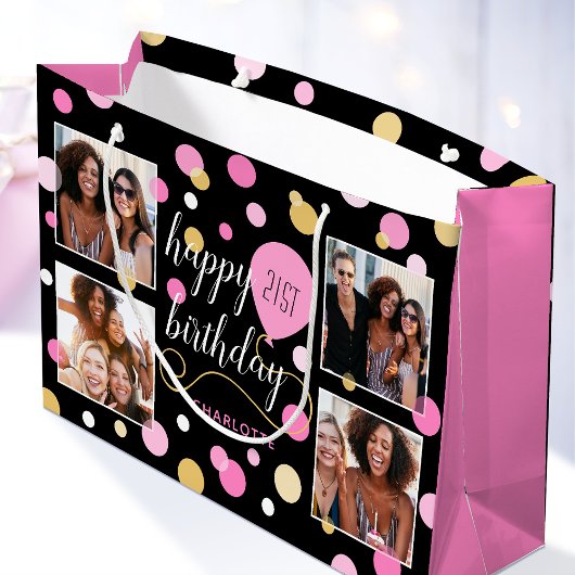 Aangepast fotocollage Birthday Roze Groot Cadeauzakje
