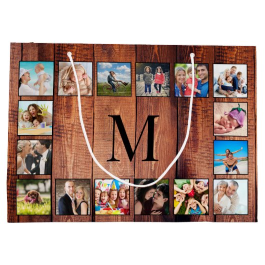 Aangepast fotocollage, geregenereerd hout groot cadeauzakje (Achterkant)