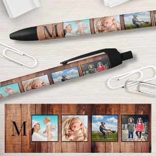 Aangepast fotocollage, geregenereerd hout zwarte inkt pen