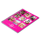 Aangepast fotocollage monogram hete roze dagboek notitieboek (Linkerzijde)