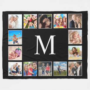 Aangepast fotocollage, speciaal aangepast zwart fleece deken