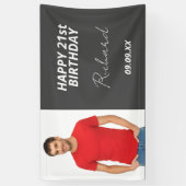 Aangepast fotograaf van Birthday party grijs moder Spandoek (Verticaal)