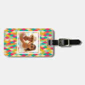 Aangepast fotoHarlequin patroon Bagagelabel (Voorkant horizontaal)