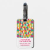 Aangepast fotoHarlequin patroon Bagagelabel (Achterkant verticaal)