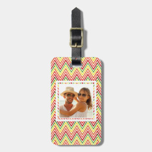 Aangepast fotokleurig zigzag Chevron Pattern Bagagelabel
