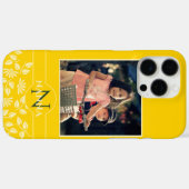 Aangepast fotomonogram naam patroon Geel Case-Mate iPhone Case (Achterkant (horizontaal))