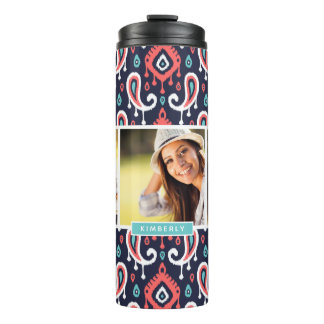 Aangepast fotoMonogram voor marine en Coral Ikat P Thermosbeker