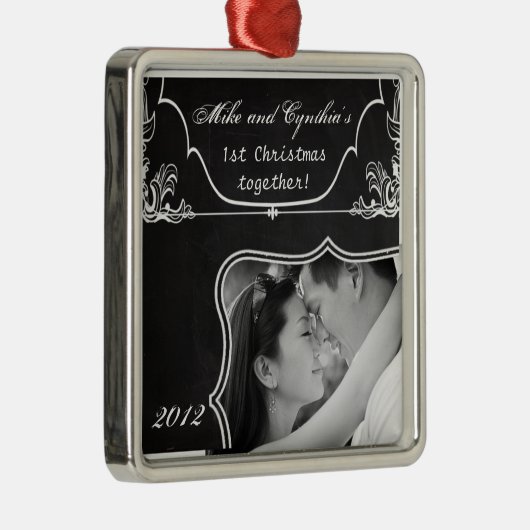 Aangepast fotoornament modern Chalkboard Metalen Ornament (Rechts)