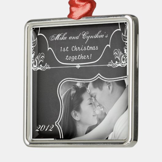 Aangepast fotoornament modern Chalkboard Metalen Ornament (Links)