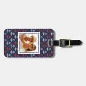 Aangepast fotopatroon: rood wit en blauw marinepat bagagelabel (Voorkant horizontaal)