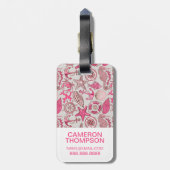 Aangepast fotoroze Zee Patroon Bagagelabel (Achterkant verticaal)
