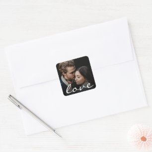 Aangepast fotoscript maakt het uniek vierkante sticker