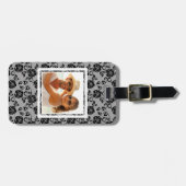 Aangepast fotozwart looppatroon bagagelabel (Voorkant horizontaal)