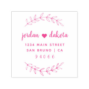 Aangepast Fuchsia Script Bruiloft Retouradres Zelfinktende Stempel