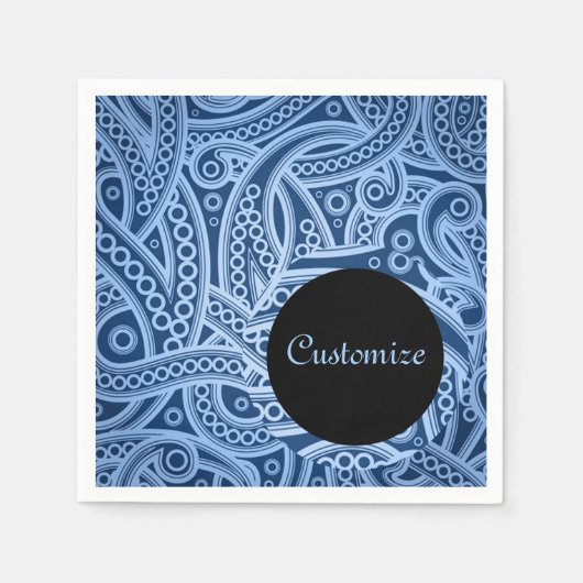 Aangepast Funky Blue Paisley Pattern Napkins Servet (Voorkant)