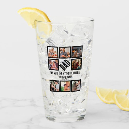Aangepast Funny Fathers dag Papa gift 8 Foto Colla Glas (Voorkant ijs)